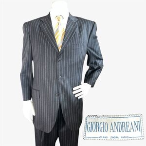 Giorgio Andreani Tailored Men's Suit 38R 34x32 Chalk Lined Striped Made in Italy